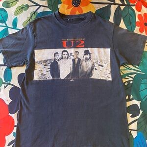U2 Black Graphic T-Shirt, vintage Joshua Tree Tour 1987